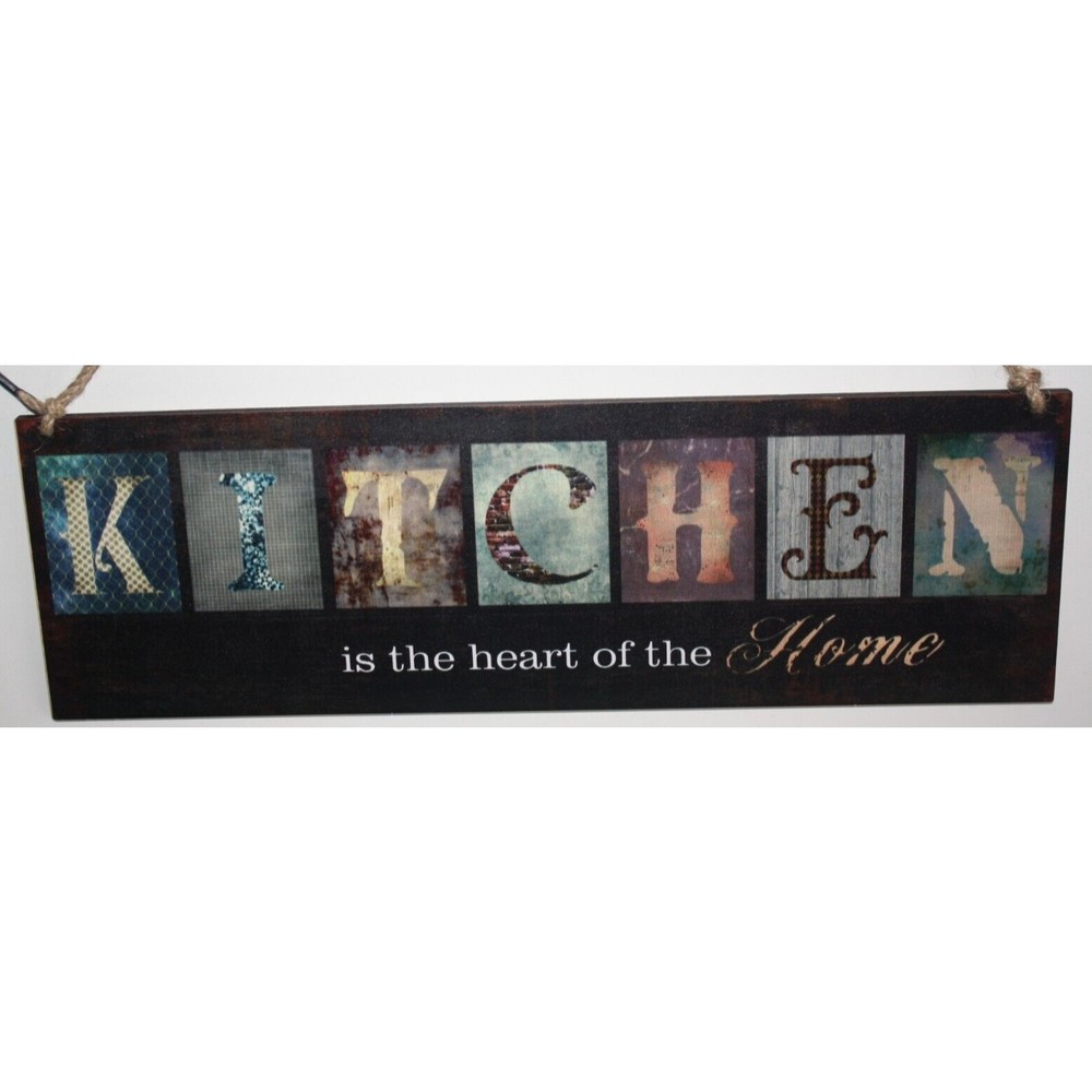 Kitchen Wall Decor Hanging "Kitchen is the heart of the home" Plaque Colorful